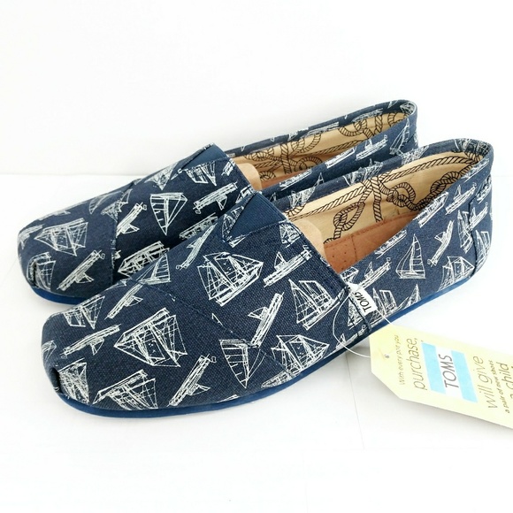 Toms Other - Tom's 🆕 Nautical Sail Boat Print Slip On Flats